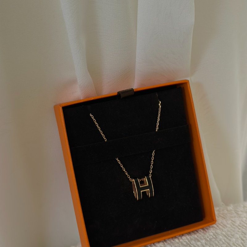 HERMES Pop H項鍊 - 黑玫瑰金-5