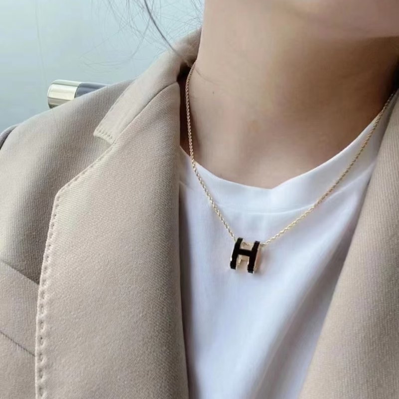 HERMES Pop H項鍊 - 黑玫瑰金-7
