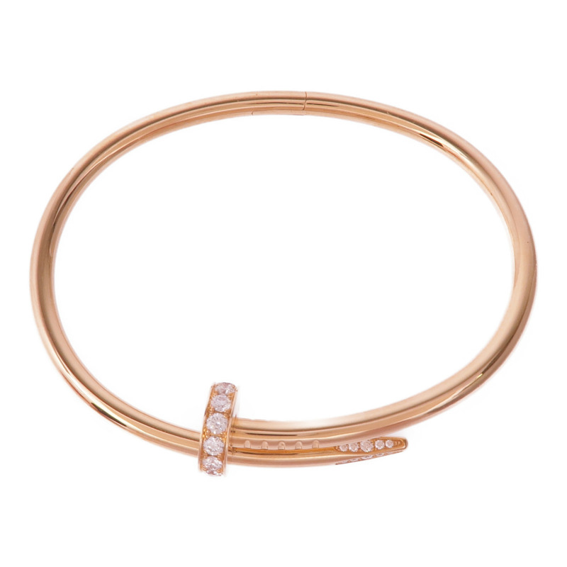 CARTIER 18K玫瑰金Juste un Clou鑽石手鐲Cartier#17-3