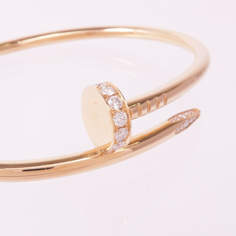CARTIER 18K玫瑰金Juste un Clou鑽石手鐲Cartier#17-4