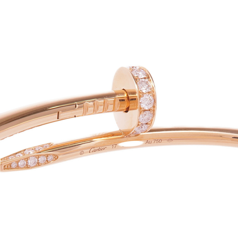 CARTIER 18K玫瑰金Juste un Clou鑽石手鐲Cartier#17-5