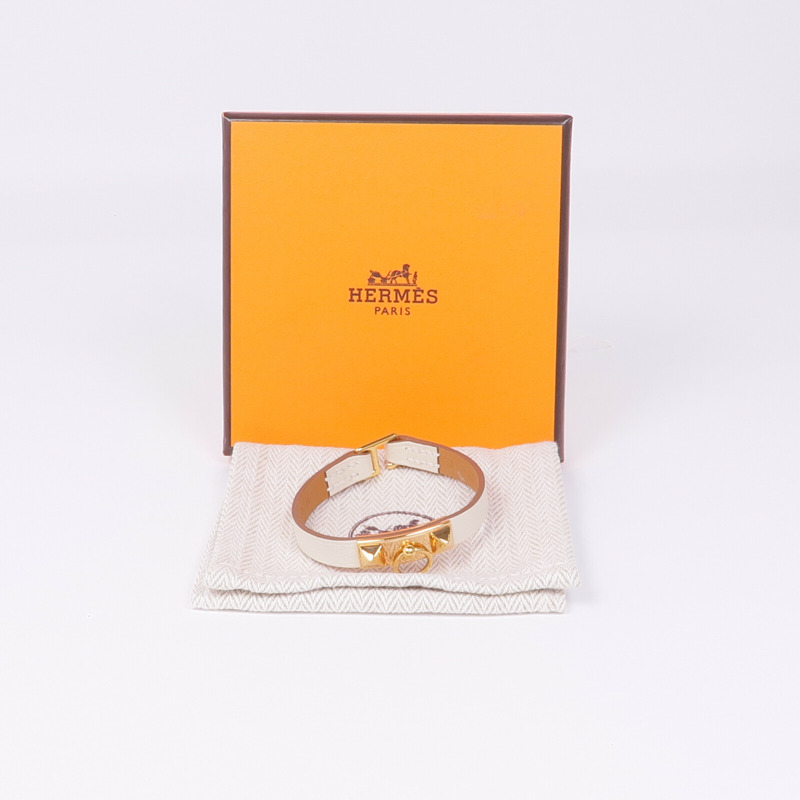 HERMES Swift皮革Rivale Mini Bracelet金扣手帶-9