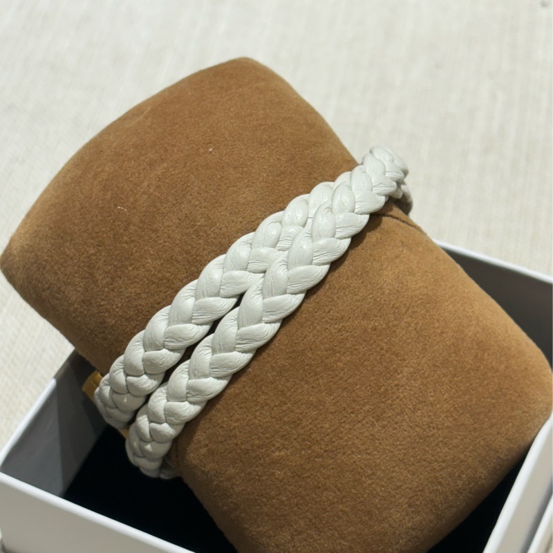 古馳 GUCCI 皮革手環 標誌手環 雙層 雙排 白色-8