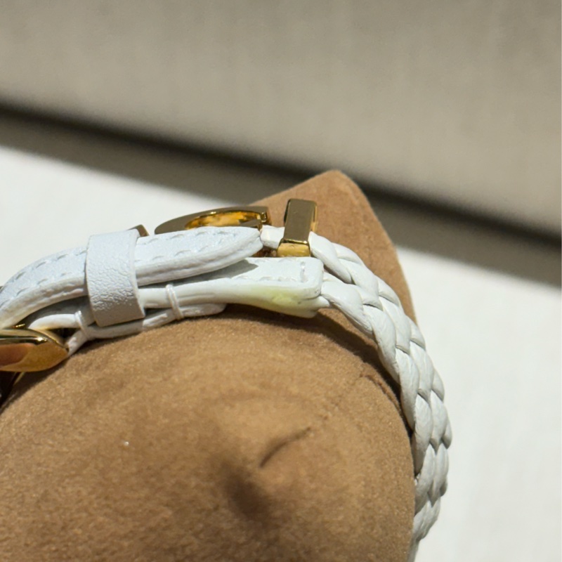 古馳 GUCCI 皮革手環 標誌手環 雙層 雙排 白色-10