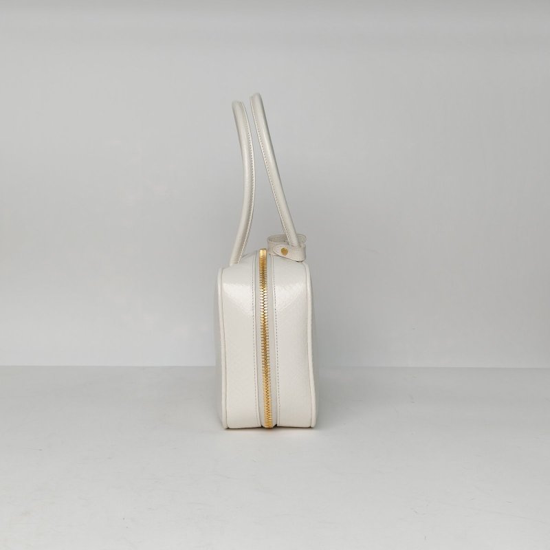 MIU MIU 白色蛇皮金扣BeauAyers公事包手袋中號30肩背包-1