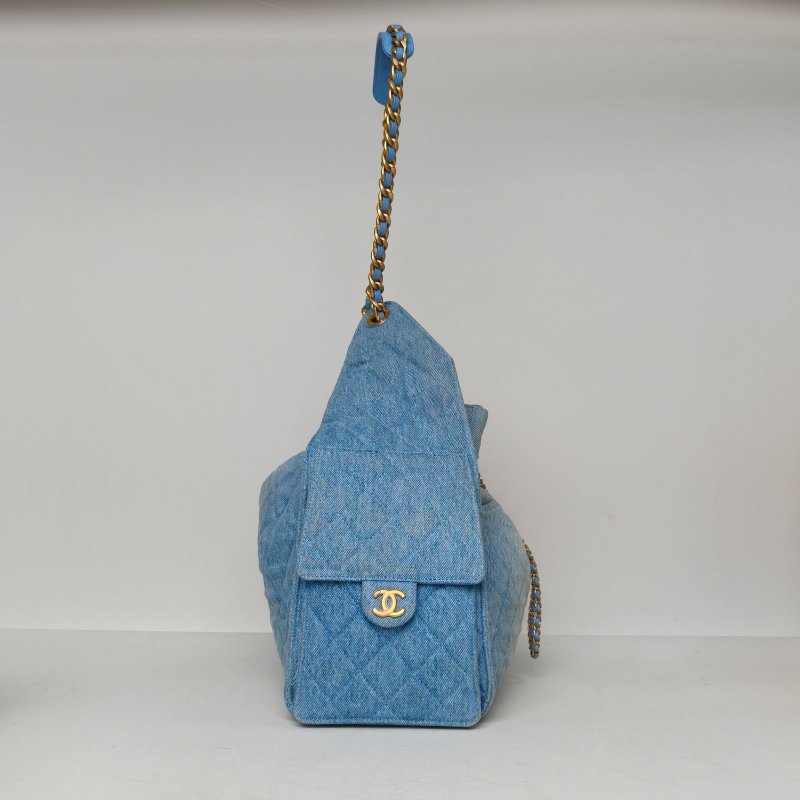 CHANEL 牛仔晶片開金扣25BAG腋下單肩包中號30*40肩背包-1