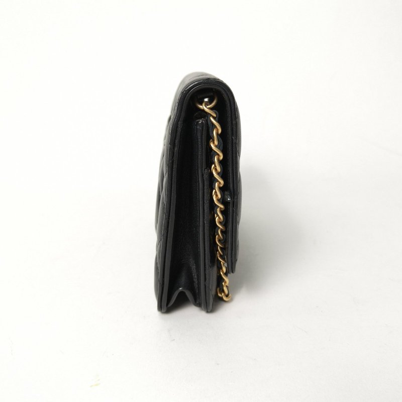 CHANEL CFWOC19黑色羊皮30開金扣金球調節扣肩帶肩背包-1