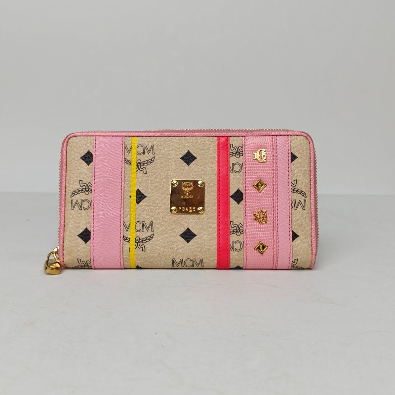 MCM 拼色PVC長款拉鏈錢包肩背包-0