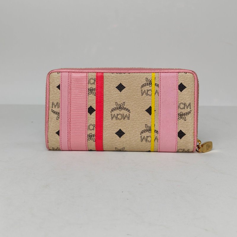 MCM 拼色PVC長款拉鏈錢包肩背包-2