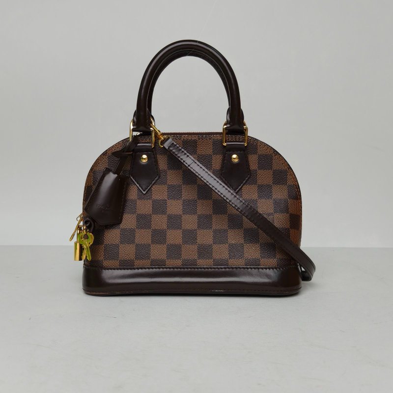 LOUIS VUITTON ALMA貝殼包BB23.5棕色棋盤格PVC2013肩背包-0