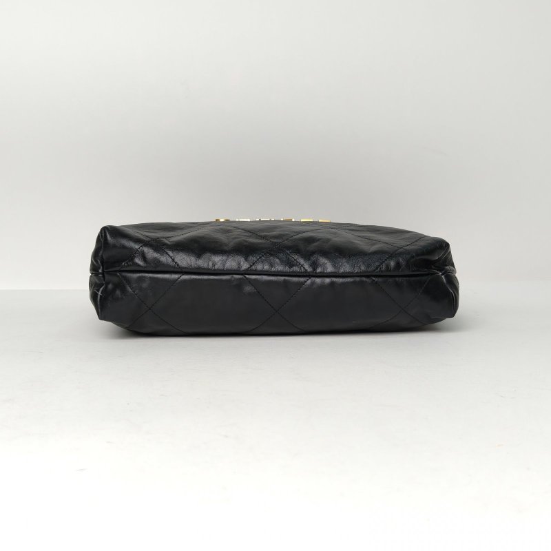 CHANEL 22BagTote托特包小號30黑色牛皮晶片開金扣肩背包-4