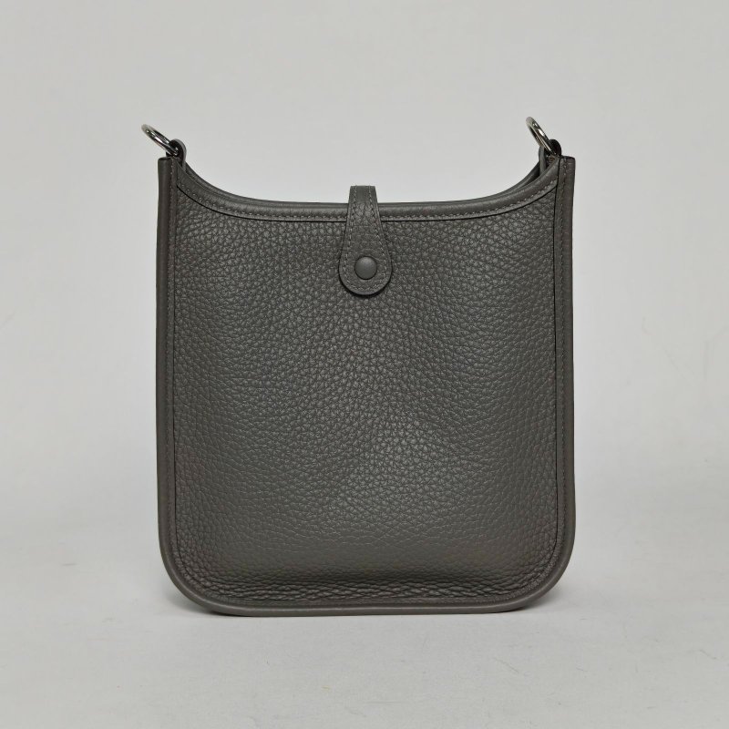 HERMES EvelyneMini160L積雨雲灰TC皮U刻銀扣肩背包-2