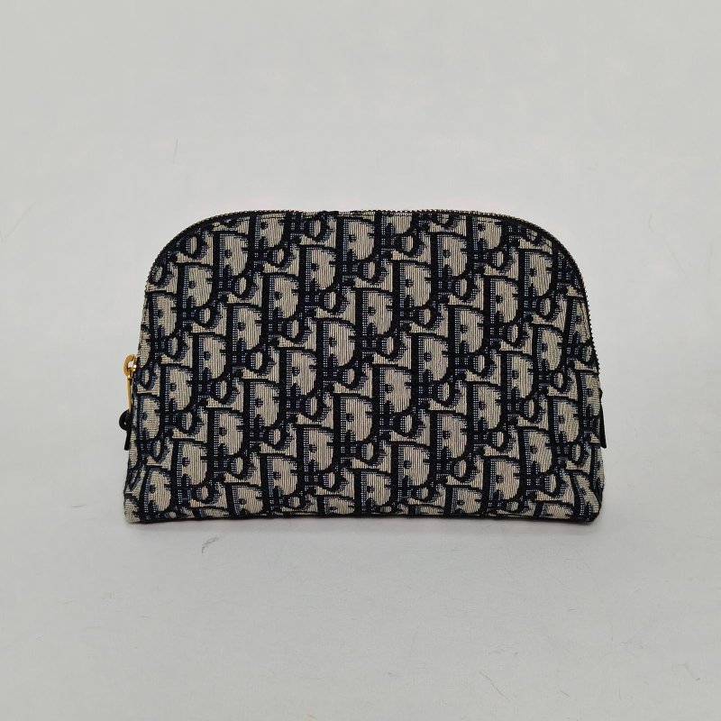 DIOR Oblique印花手拿包洗漱化妝包墨藍色帆布2020肩背包-0