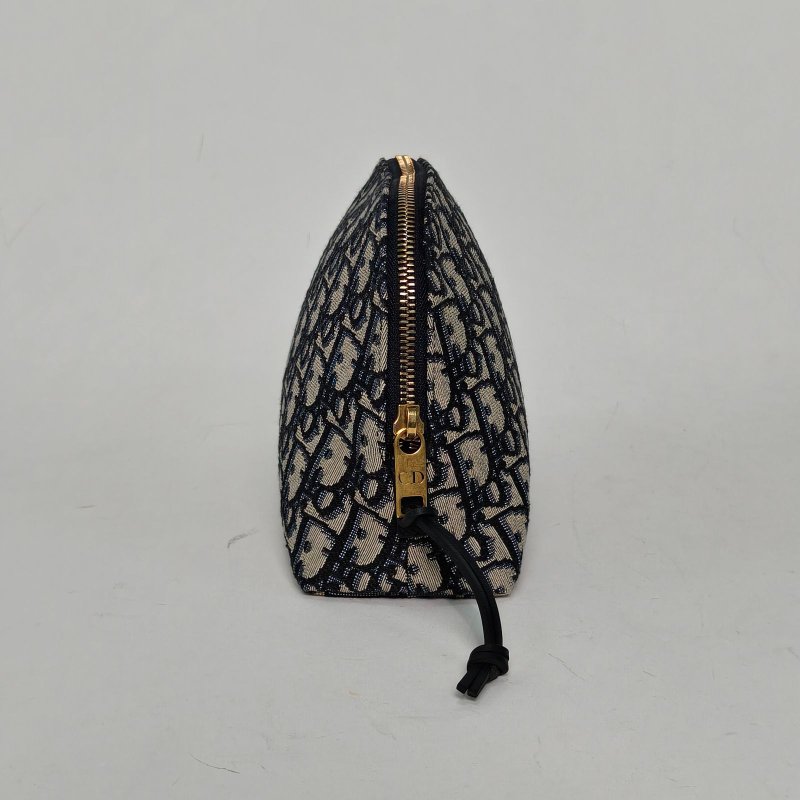 DIOR Oblique印花手拿包洗漱化妝包墨藍色帆布2020肩背包-3
