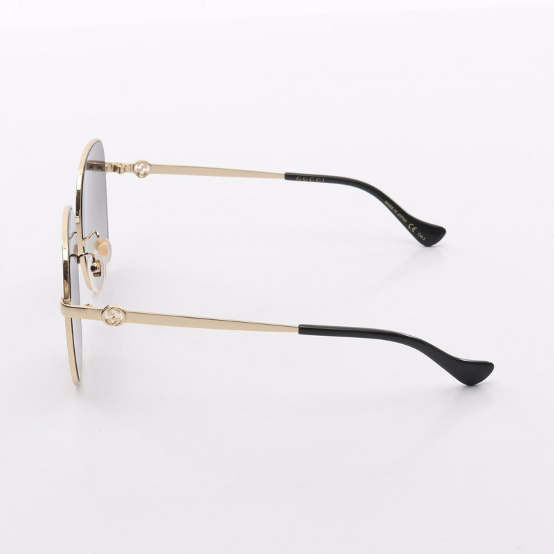 GUCCI 女士太陽眼鏡，鍍金/塑膠黑色，二手-2