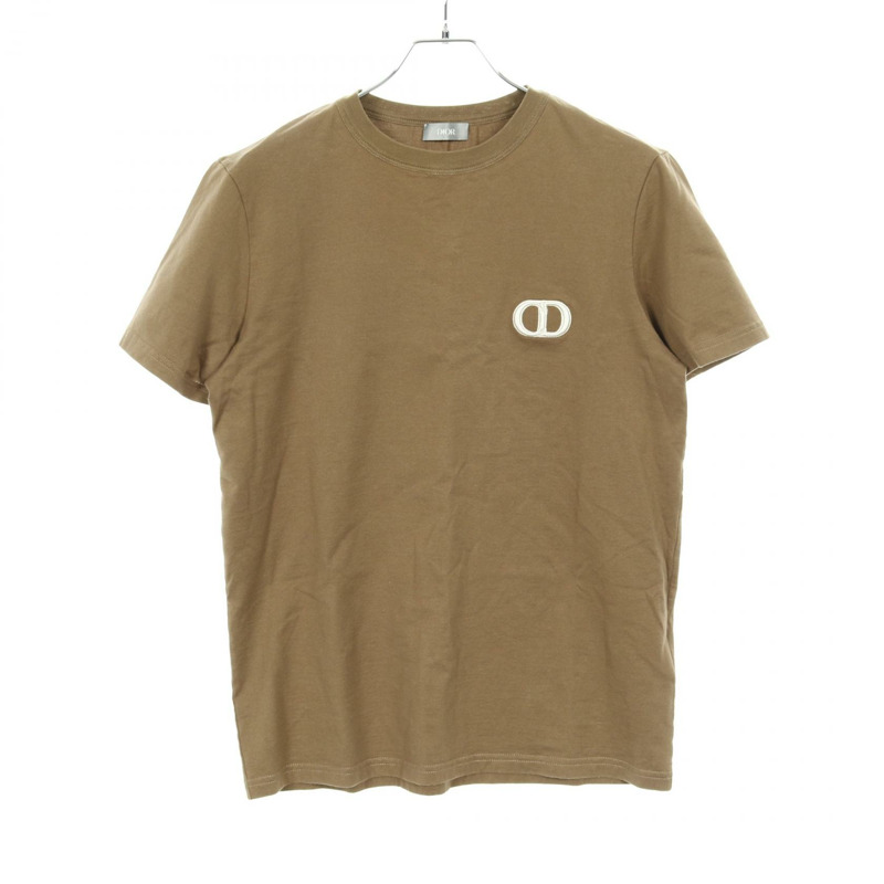 Christian Dior CD 標誌刺繡T卹 013J600A0677 純棉 棕色 #XS 男款-0