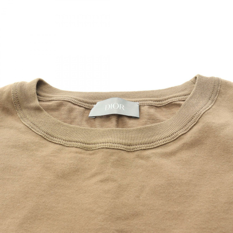 Christian Dior CD 標誌刺繡T卹 013J600A0677 純棉 棕色 #XS 男款-4