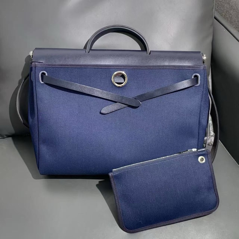 Hermes 愛馬仕 herbag39 海軍藍 B刻 單肩手提包-0