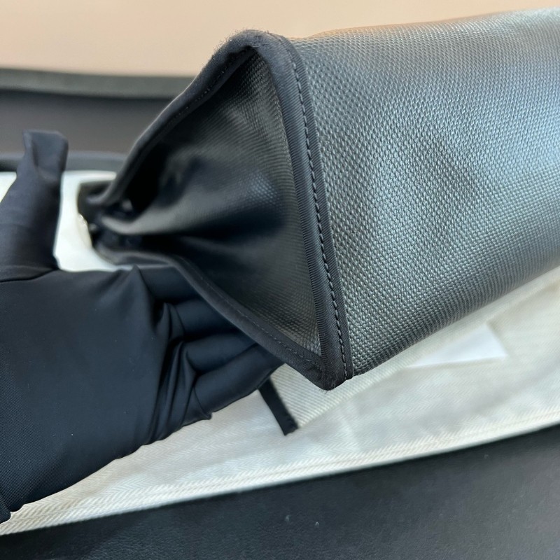 Hermes herbag 31黑白防水布拼色銀釦-10