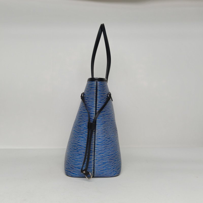 LOUIS VUITTON Neverfull中號31配子袋藍色EPI水波紋牛皮銀扣2016肩背包-1