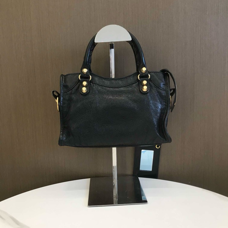Balenciaga巴黎世家黑金油蠟皮迷你機車包mini-3