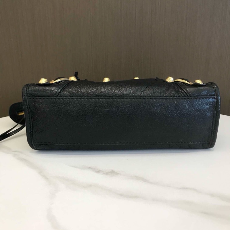 Balenciaga巴黎世家黑金油蠟皮迷你機車包mini-6