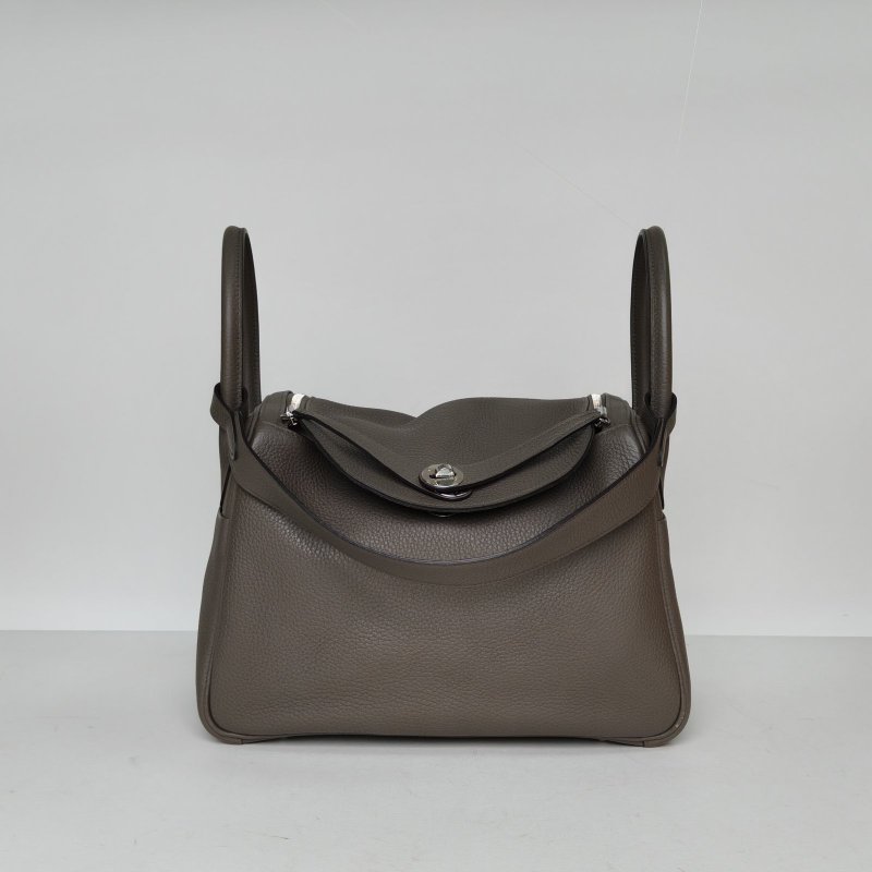 HERMES Lindy308F錫器灰TC皮Y刻銀扣肩背包-0