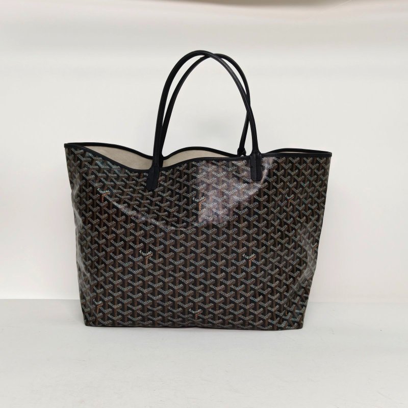 GOYARD SaintLouis購物袋子母包40大號黑色PVC銀扣肩背包-0