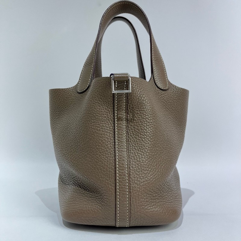 Hermes 菜篮子18大象灰D刻手提包。-4