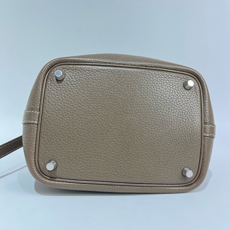 Hermes 菜篮子18大象灰D刻手提包。-5