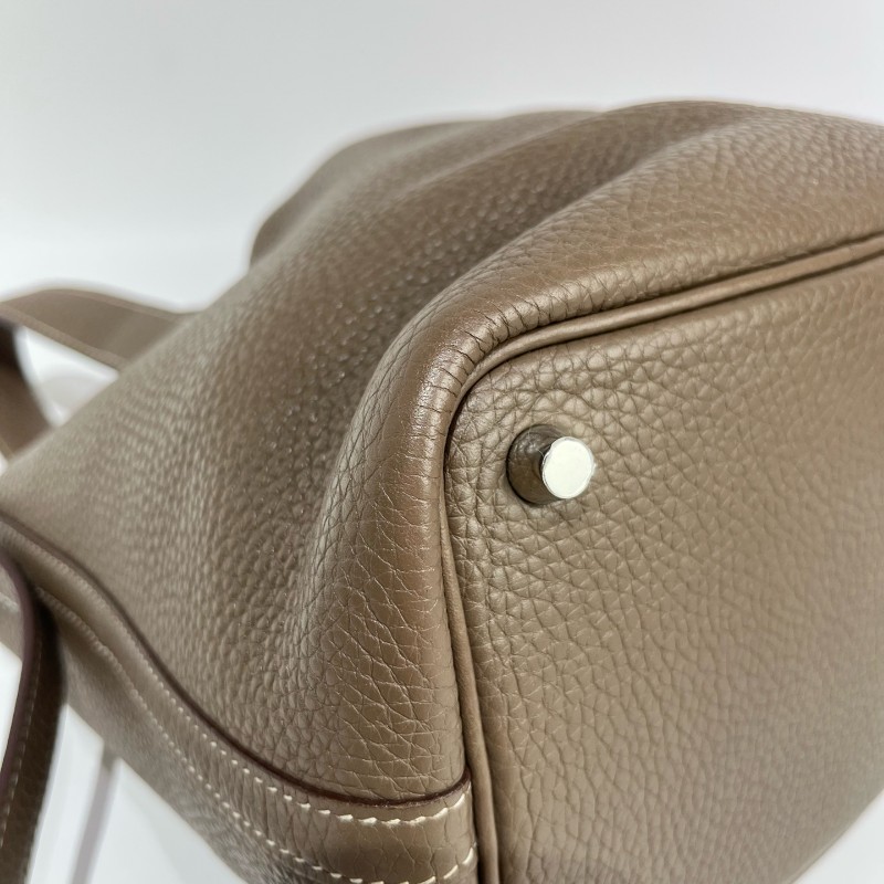 Hermes 菜篮子18大象灰D刻手提包。-6