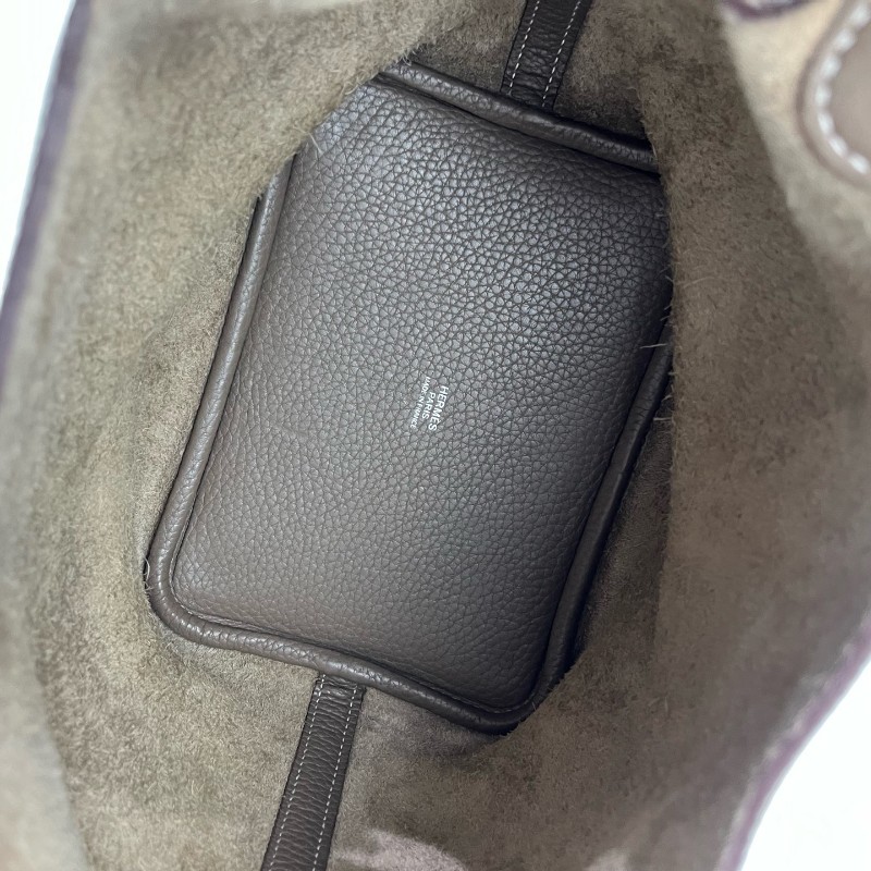 Hermes 菜篮子18大象灰D刻手提包。-8