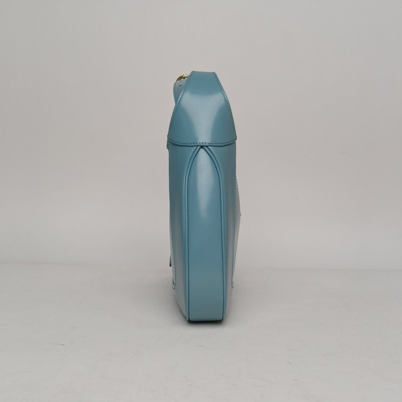 GUCCI Jackie1961小號藍色牛皮金扣肩背包-1