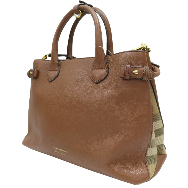 棕色 牛皮 經典格紋 兩用包 【BURBERRY 巴寶莉】-2