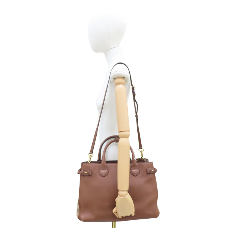 棕色 牛皮 經典格紋 兩用包 【BURBERRY 巴寶莉】-9