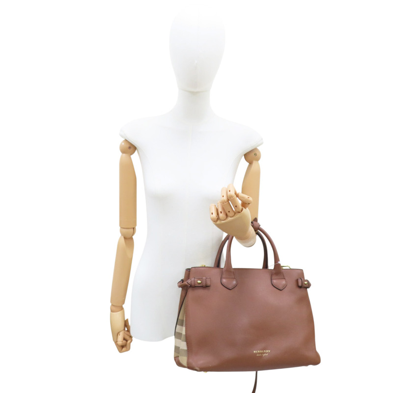 棕色 牛皮 經典格紋 兩用包 【BURBERRY 巴寶莉】-10