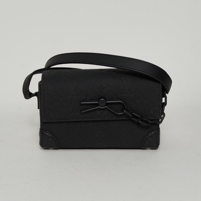 LOUIS VUITTON Steamer盒子包黑色牛皮晶片肩背包-0