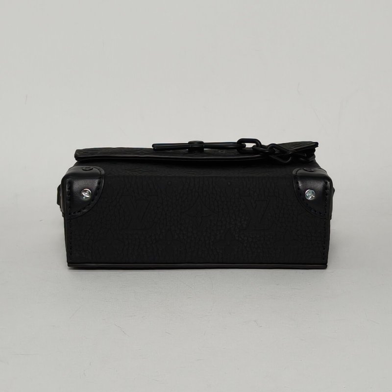 LOUIS VUITTON Steamer盒子包黑色牛皮晶片肩背包-4