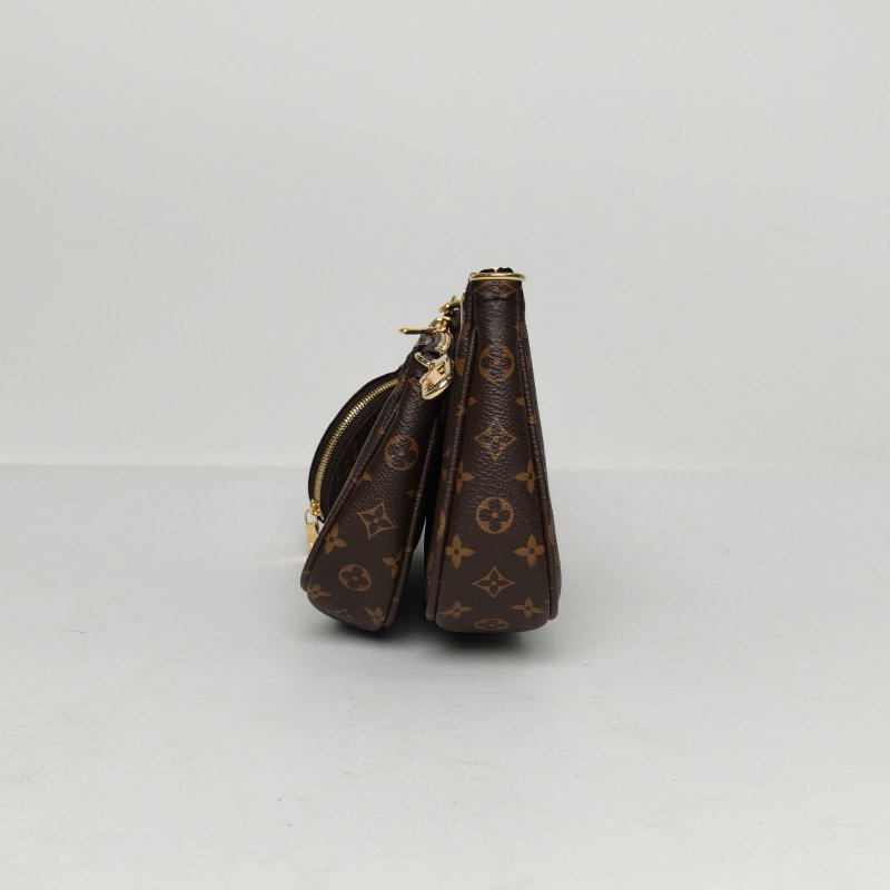 LOUIS VUITTON MultiPochetteAccessoires五合一粉肩帶老花PVC晶片肩背包-1