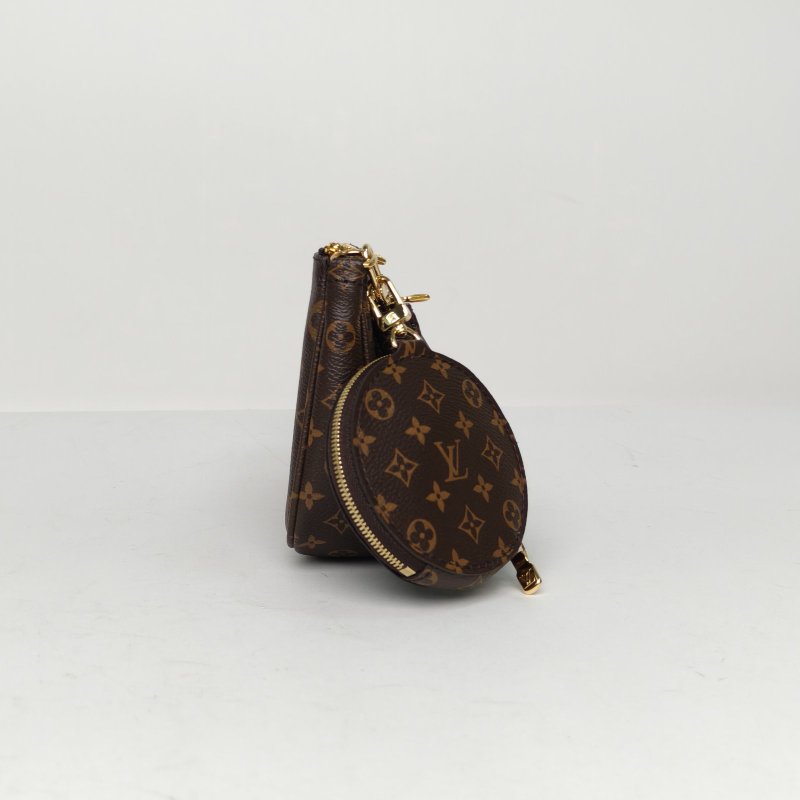 LOUIS VUITTON MultiPochetteAccessoires五合一粉肩帶老花PVC晶片肩背包-3