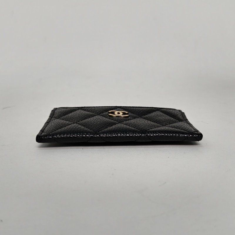 CHANEL CF敞口卡包11黑色荔枝牛皮鐳射標金扣肩背包-4