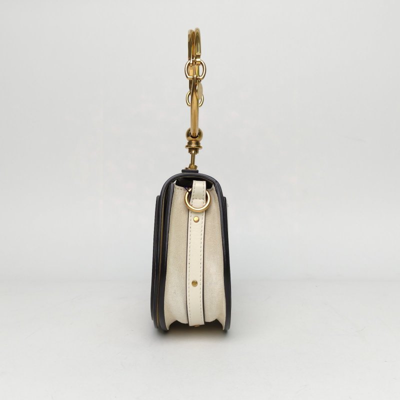 CHLOE NILE手鐲包小號白色牛皮金扣肩背包-1