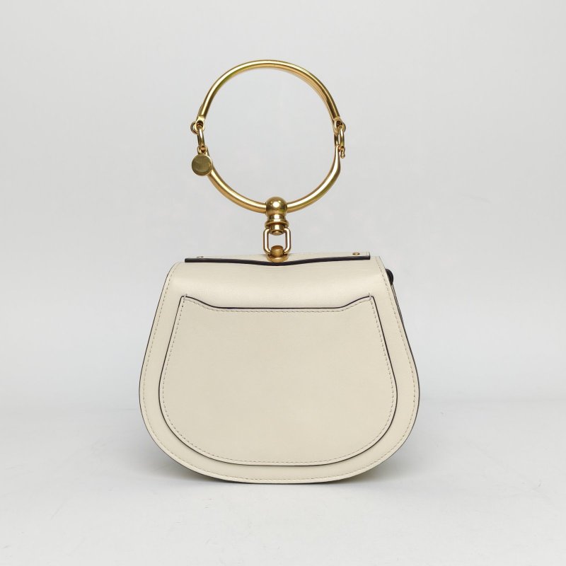 CHLOE NILE手鐲包小號白色牛皮金扣肩背包-2
