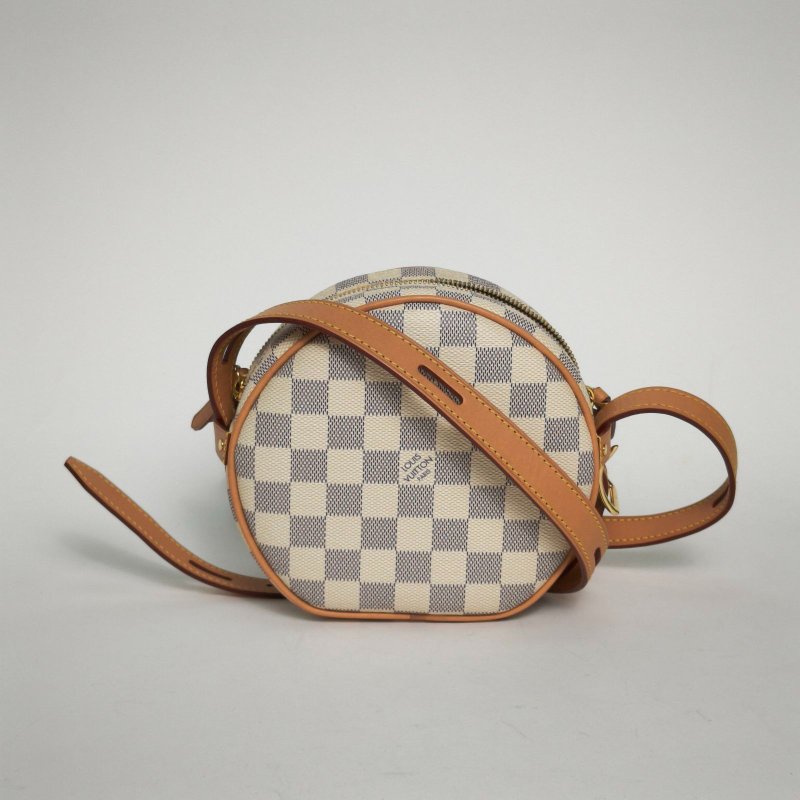 LOUIS VUITTON BOITECHAPEAUSOUPLE軟圓餅小號17白色棋盤格PVC2020肩背包-0