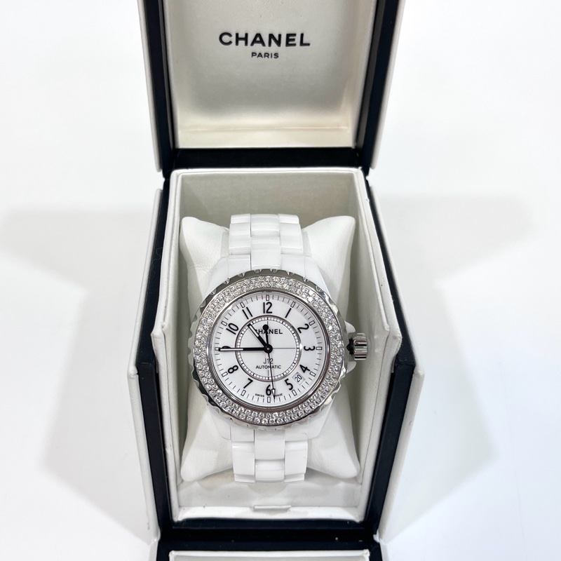 CHANEL白色陶瓷雙鑽圈 38mm機械腕錶J12 H0969-0