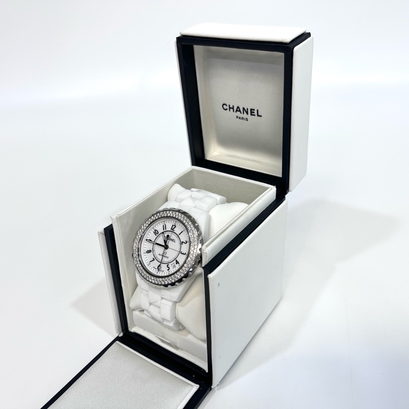 CHANEL白色陶瓷雙鑽圈 38mm機械腕錶J12 H0969-1