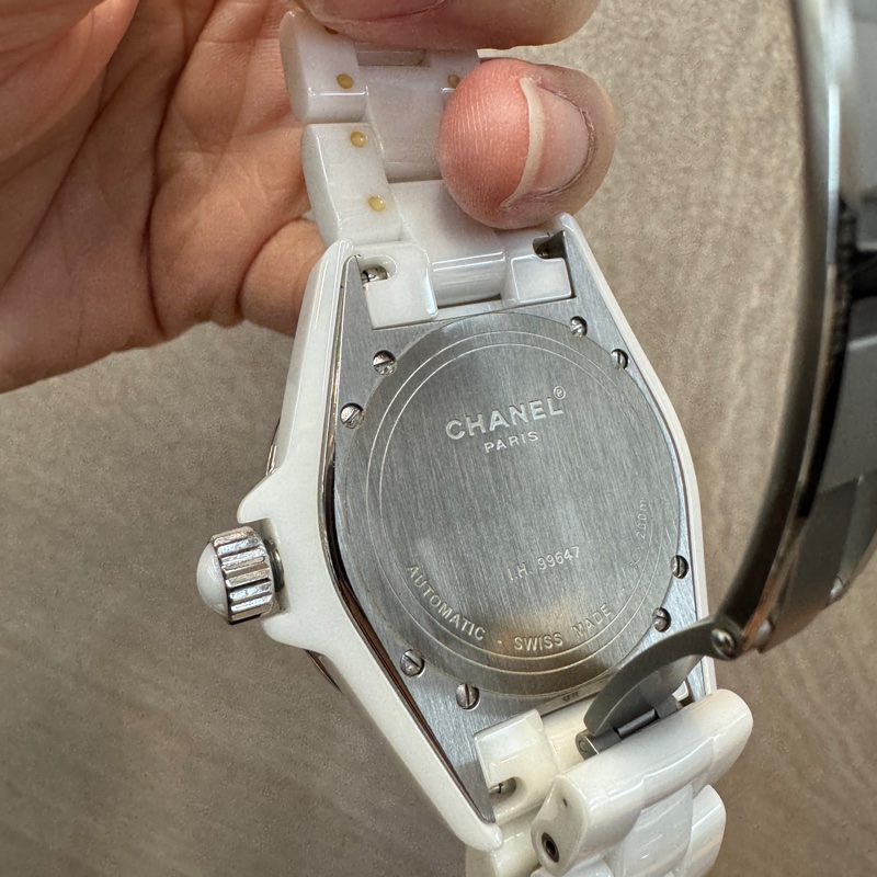 CHANEL白色陶瓷雙鑽圈 38mm機械腕錶J12 H0969-7