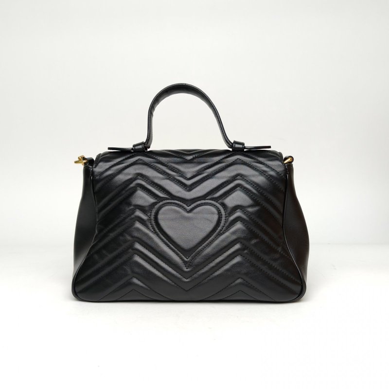 GUCCI GGMarmont手提肩背包小號27黑色牛皮金扣肩背包-2