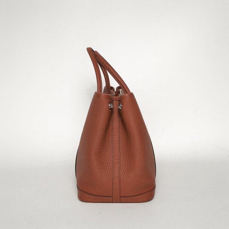 HERMES GardenParty花園包306C古銅色NEGONA皮Z刻銀扣肩背包-1