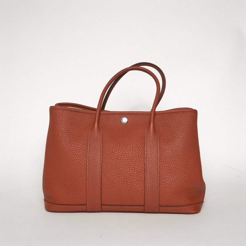 HERMES GardenParty花園包306C古銅色NEGONA皮Z刻銀扣肩背包-2